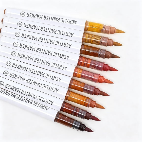 CCOCC Acrylic Paint Markers, 9 Dark Skin Series Colors Acrylic Paint Pens, Soft Brush Tip Marker with Water Based Ink for Rock Painting, Wood, Glass, Fabric, Diy Art and Craft
