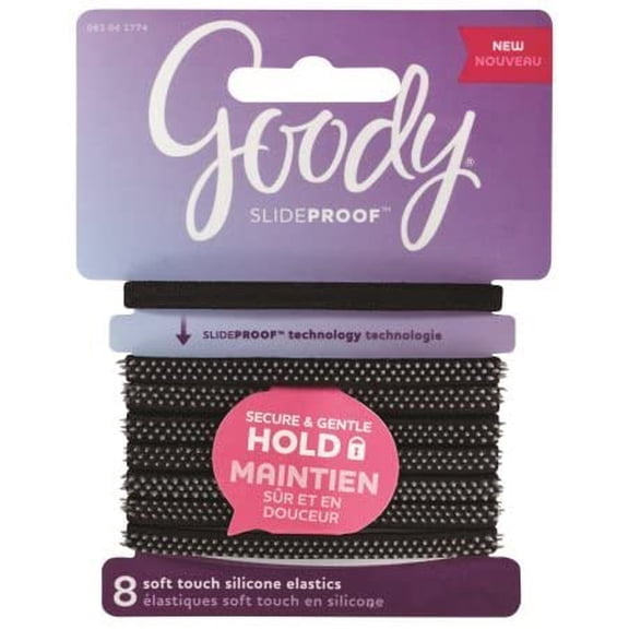 Goody SlideProof Hair Elastics, Spiky Black, 8 count