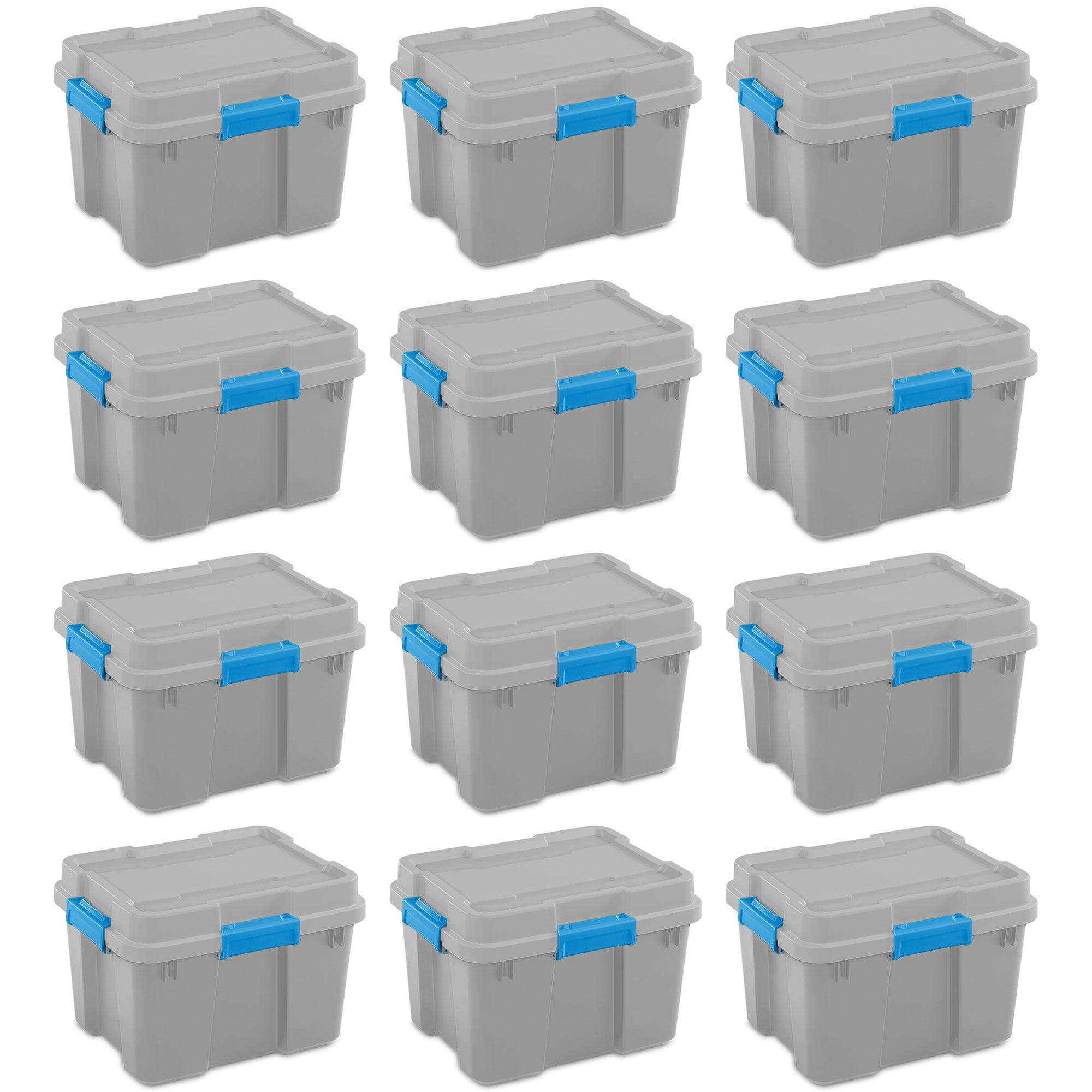 Sterilite 20 Gallon Plastic Storage Container Box Cement Gray/Blue (12