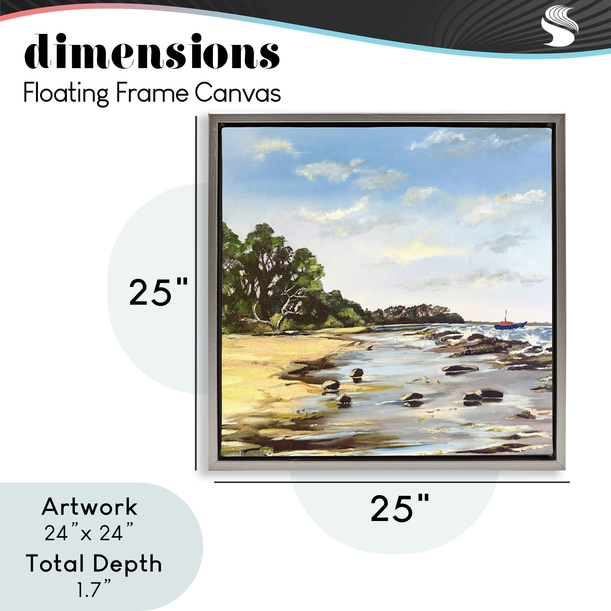 Low Tide Seascape Gray Framed Floater Canvas Wall Art, design by Patricia Reynolds