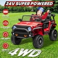thumbnail image 3 of Joyracer 24V Ride on Toys Truck with Remote Control & 2 Seater, 4WD/2WD Switchable 800W Powered Ride on Car with Shovel Spring Suspension, 3 Speeds, Bluetooth Music, Red, 3 of 10
