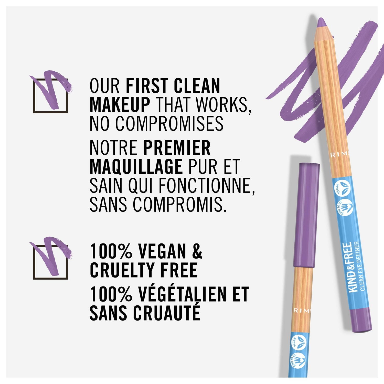 Rimmel Traceur pour les yeux KIND & FREE™, 100% végétalien, texture ultra-crémeuse et onctueuse