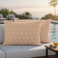 thumbnail image 4 of Pack of 2 Abstract Bohemia Outdoor Pillow Covers Decorative, Waterproof Pillow Protector, Modern Boho Floral Orange Lumbar Throw Pillowcases for Patio Couch Sofa Home Decor 20"x12", 4 of 8