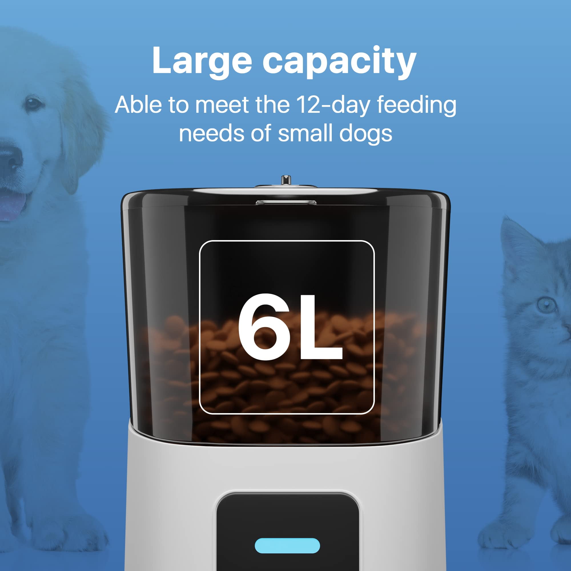 Automatic Cat Feeders with App. 6L Capacity Automatic Cat Food Dispenser with Programmable Timer, Voice Recorder. Wifi Cat Feeder Automatic. Automatic Pet Feeder for Dry Food