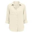thumbnail image 4 of Guluxicc Women's Cotton Solid Shirts with Pocket Loose Button Down Long Sleeve Tops Everyday Wear for Spring Summer Casual Outfits, 4 of 4