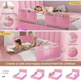thumbnail image 6 of Full Size Upholstered Bed with Storage Drawer and LED Light,Full Bed Frame with Safety Guardrails and Chic Wavy Headboard,Velvet Princess Bed with Charging Station,Heavy Duty Metal Support,Pink, 6 of 6