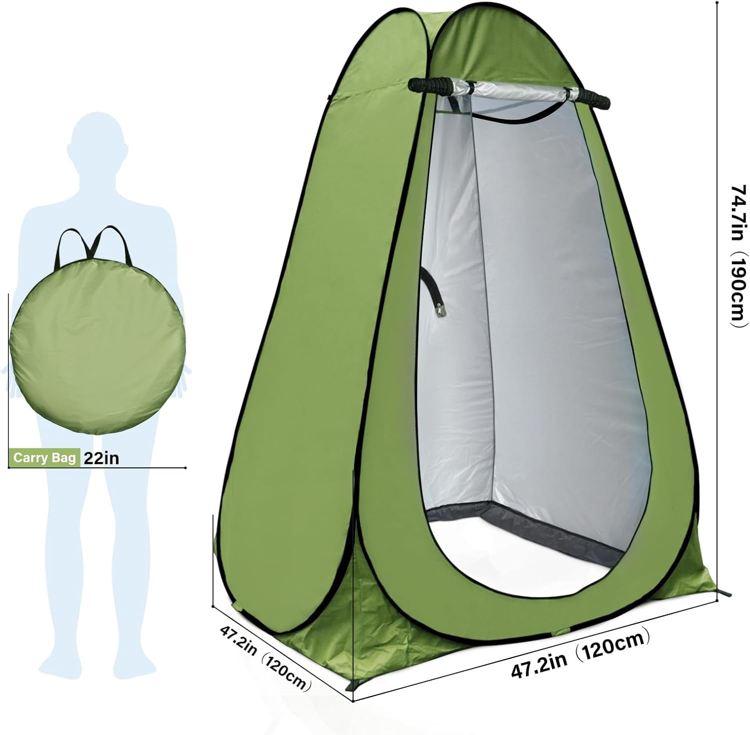 Privacy Shower Tent, Pop up Portable Camping Tent, Outdoor Toilet Changing Dressing Room, Instant Privacy Shelter for Picnic Waterproof Bathroom