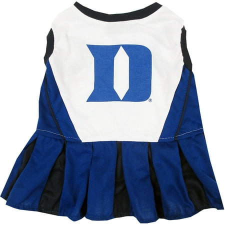 Pets First College Duke Blue Devils Cheerleader, 3 Sizes Pet Dress Available. Licensed Dog Outfit