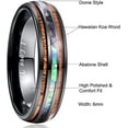 thumbnail image 3 of Vakki Hawaiian Koa Wood Tungsten Wedding Band Ring 6mm Rings Men Women Size 7-17, 3 of 5