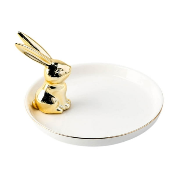 Plato para joyas, bandeja de cerámica para baratijas, soporte multifuncional para anillos, plato para joyas para pulseras, llaves, llaveros, relojes y