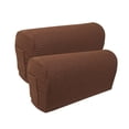 thumbnail image 2 of Stretch Armrest Covers with Pocket Anti-Slip Sofa Protector 2pcs Dark Coffee, 2 of 7