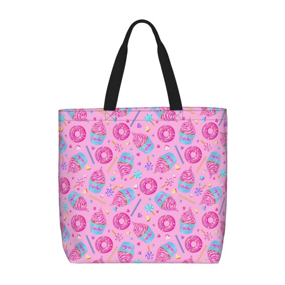 Naloa Donuts Tote Bag for Women, Foldable Tote Bag With Zipper, Large Shoulder Bag, Top Handle Handbag for Travel, Work, Shopping