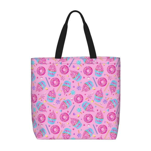 Naloa Donuts Tote Bag for Women, Foldable Tote Bag With Zipper, Large Shoulder Bag, Top Handle Handbag for Travel, Work, Shopping