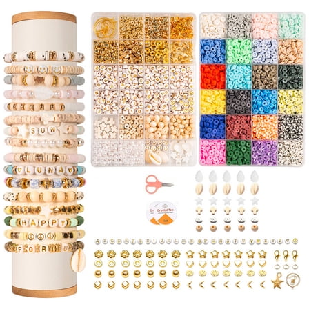 Gogcaro Clay Beads Bracelet Making Kit, 7200 Pcs 2 Boxes Friendship Bracelet kit with Letter Beads DIY Arts and Crafts for Jewelry Making Supplies Beginners Gifts for Girls Adults
