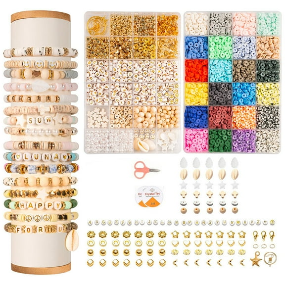 Gogcaro Clay Beads Bracelet Making Kit, 7200 Pcs 2 Boxes Friendship Bracelet kit with Letter Beads DIY Arts and Crafts for Jewelry Making Supplies Beginners Gifts for Girls Adults