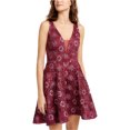 thumbnail image 1 of Bee Darlin Vestido ajustado y acampanado de malla bordada para mujer, Púrpura, 3/4, 1 of 1