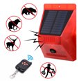 thumbnail image 2 of Alarma solar con sensor de movimiento para exteriores, lámpara de sirena ruidosa de 129db, fabricante de ruido, 4 modos de trabajo, luz estroboscópica con control remoto, 2 of 5