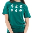 thumbnail image 3 of Plus Size Money Symbols Graphic Design Short Sleeve Cotton Jersey T-Shirt - Teal XL, 3 of 4