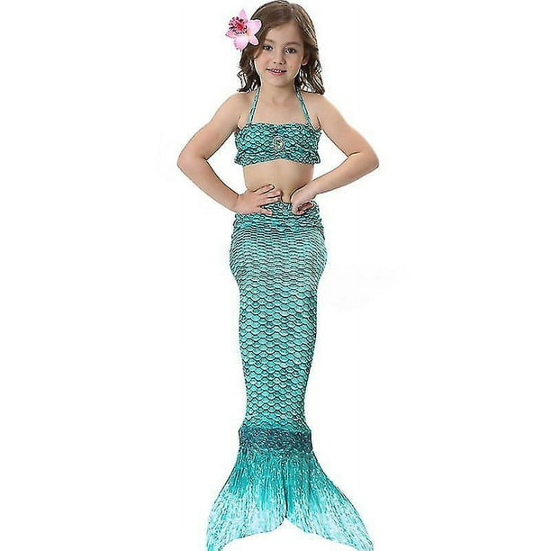 Traje de baño para niños Conjunto de bikini con cola de sirena para niñas Traje de baño