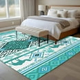 thumbnail image 4 of Turquoise Boho Area Rugs 5'x8', Washable Small Throw Rugs for Classroom Bedroom, Southwest Aztec Tropical Tree Animals Motifs Indoor Outdoor Rug Non-Slip Low Pile Carpet Runner Reversible Floor Mats, 4 of 8