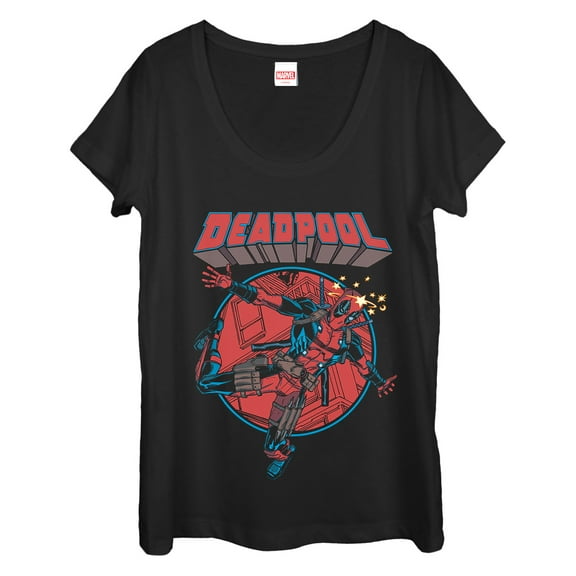 Women's Marvel Deadpool Concussion Scoop Neck Black Medium