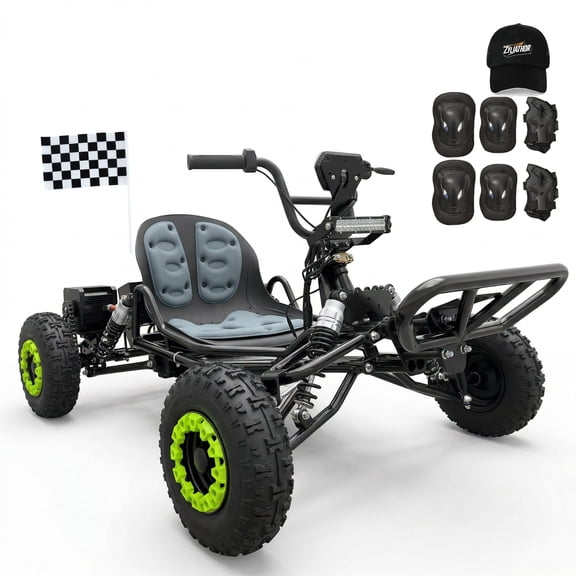 Zyliathor Electric Go Kart for Adults & Teens, 48V 20Ah Up to 30 Mile Range, Peak 2500W Off Road Go Kart, 3 Speed 12-31 MPH, 4-Wheel Suspension, Water-Resistant Wiring