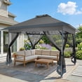 thumbnail image 5 of COBIZI 13x13 Pop-Up Gazebo with Mosquito Netting, Outdoor Patio Canopy Tent with 2-Tier Ventilated Roof, 3 Adjustable Heights, Provides 169 Sq Ft Shade, Dark Grey, 5 of 13
