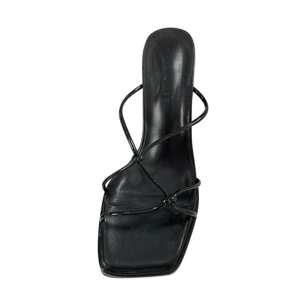 Amzcrzy Zapatos de mujer,Zapatos de mujer,Zapatillas de mujer, Nuevos zapatos de verano para mujer con punta cuadrada, tacones finos huecos y sandalias exteriores. Sandalias Mujer Zapatillas De Casa