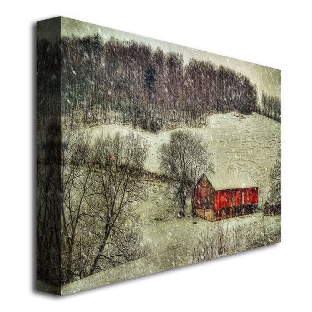 Trademark Fine Art "Snowy Cabin" Canvas Wall Art by Lois Bryan
