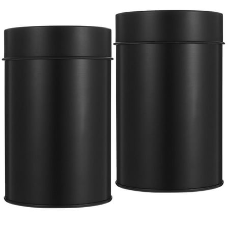 WEAVILUX Black Tinplate Tea Canister for Kitchen Aesthetics 2Pcs