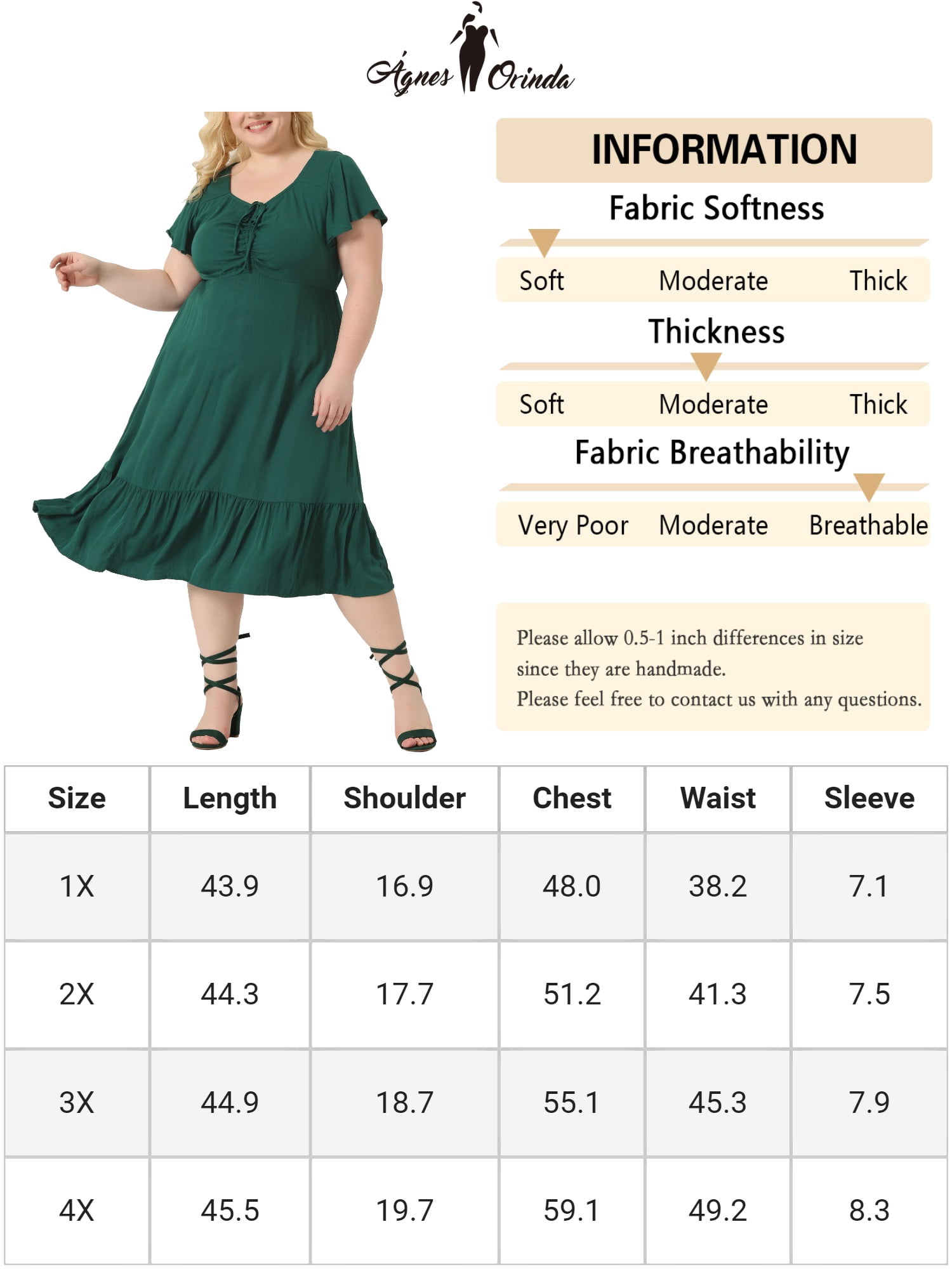 DARING DIVA Women's Plus Sweetheart Neck Ruffle Tiered Maxi Dresses 1X Dark Green