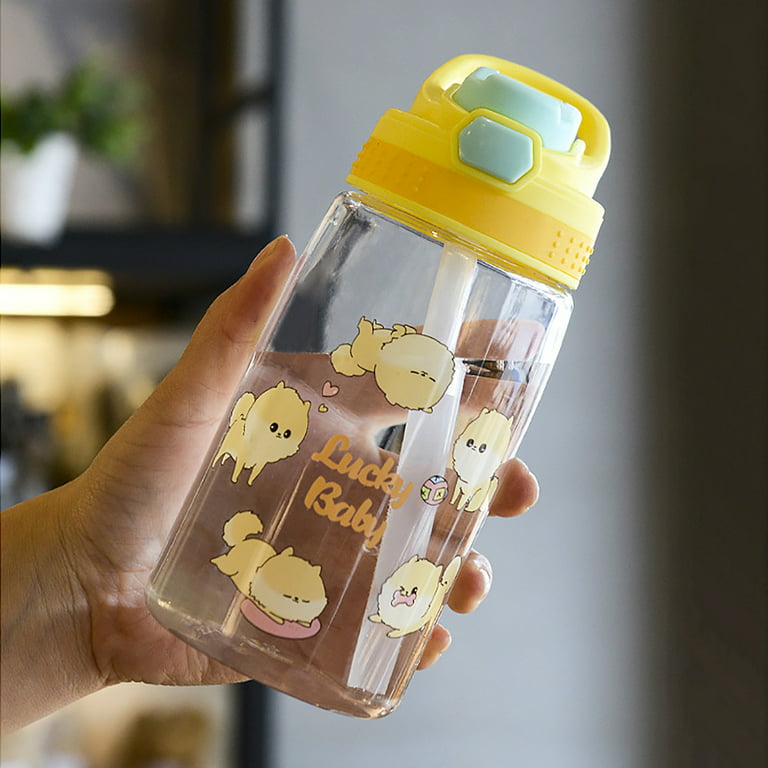 Aurigate Water Bottle for Womens Teens with Straw Children Sized Leak Proof BPA Free Tritan Drinking Bottles for Boys Girls School Students, Cute