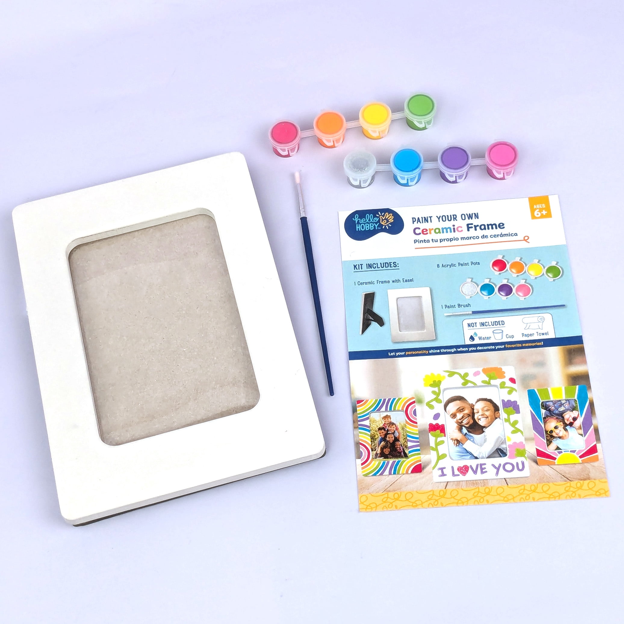 (4 pack) Hello Hobby Paint Your Own Ceramic Frame Kit, White
