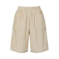 thumbnail image 6 of MLCDZ Womens Striped Bermuda Shorts Casual Loose Lightweight Shorts with Multiple Pockets Elastic Waist Summer Beach Vacation Shorts Pants, 6 of 7
