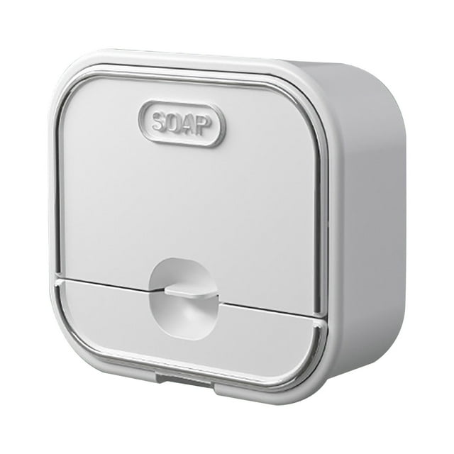 EGNMCR Porte-Savon Mural Perforé Sans Drainage pour Toilette, Support de Savon pour Lessive, Porte-Savon Rabattable avec Couvercle, Support de Savon