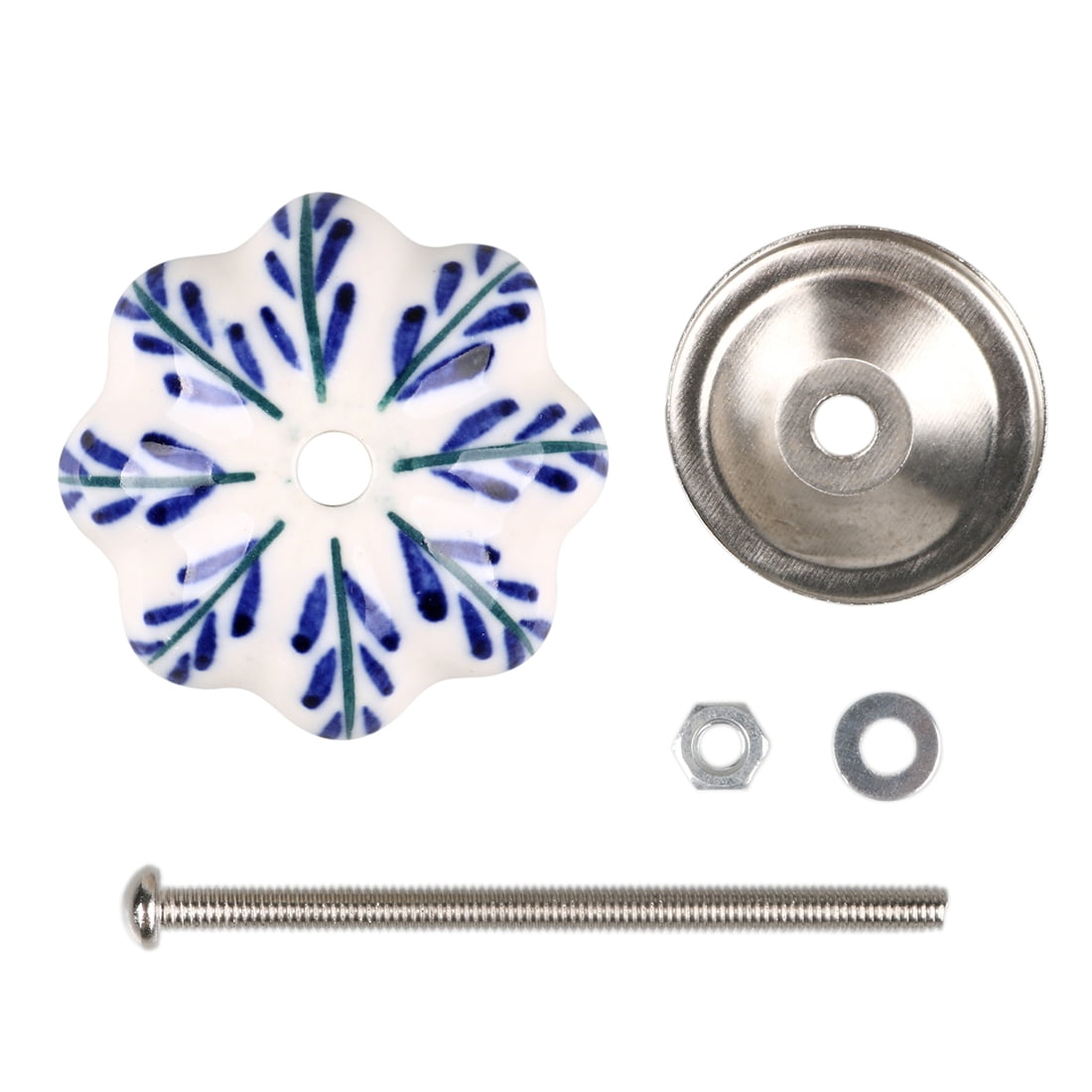 Unique Bargains Nickel Finished Hand Painted Ceramic Cabinet Knob Set of 6