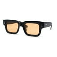 thumbnail image 2 of Womens Mod Narrow Rectangle Thick Plastic Horn Rim Sunglasses Matte Black - Light Brown, 2 of 4