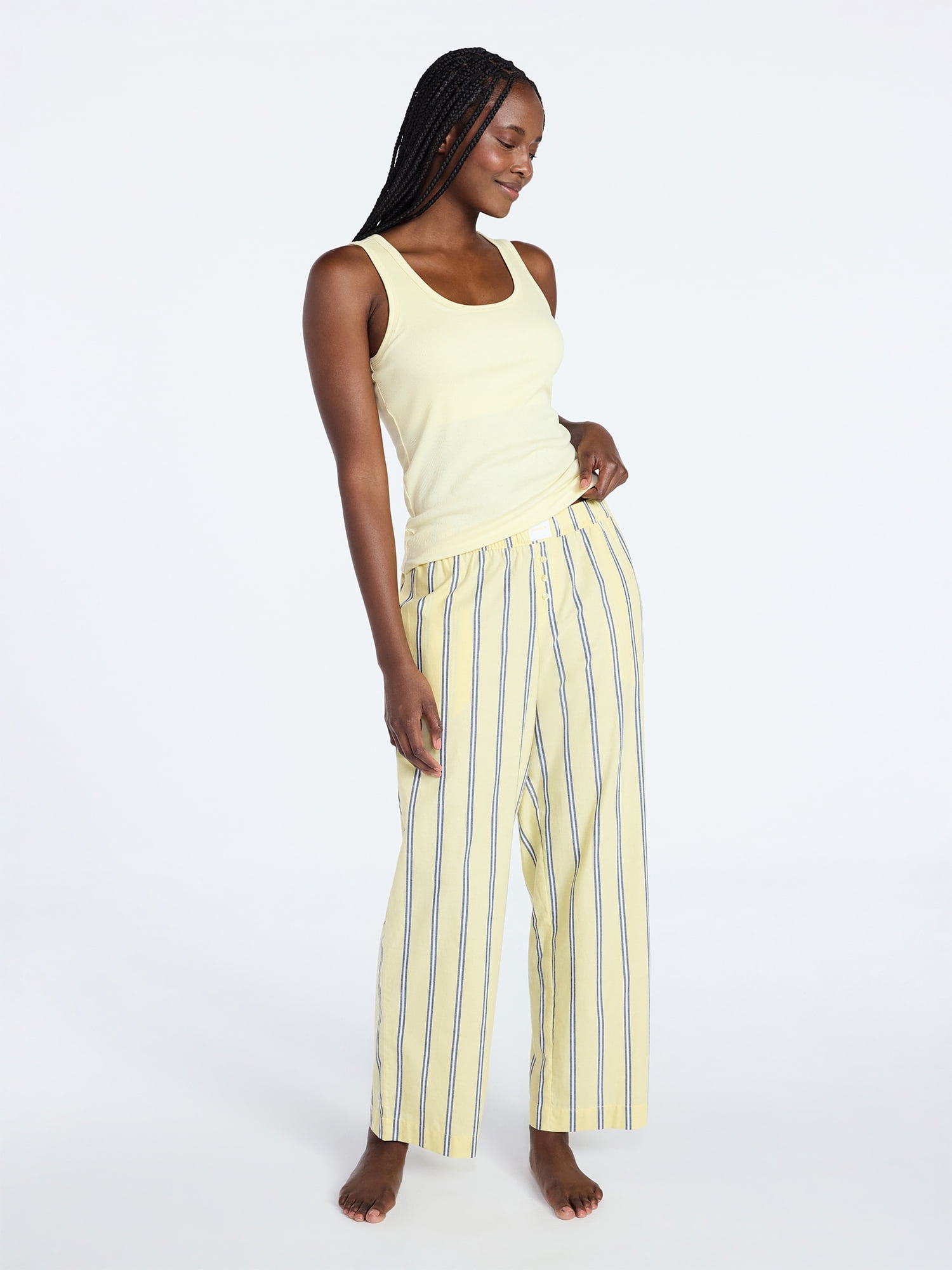 Joyspun Women's Poplin Sleep Pants, 30'' Inseam, Sizes XS-3X