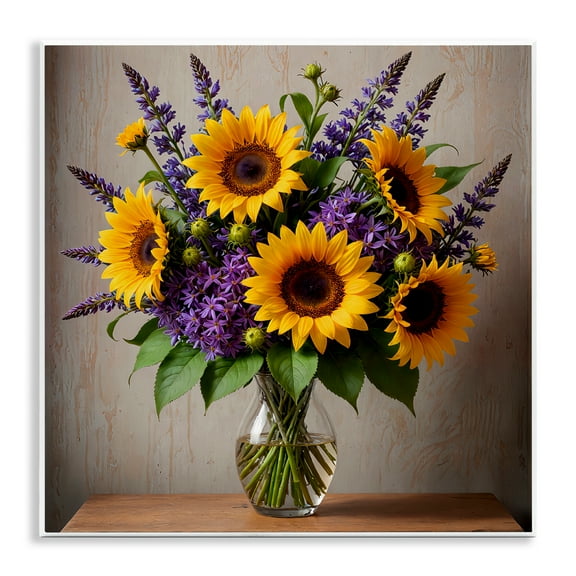 Stupell Industries Sunflower & Lavender Bouquet Plants & Flowers Painting Unframed Art Print Wall Art, 12 x 12
