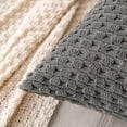 thumbnail image 4 of Nvzi Juego de 2 fundas de almohada decorativas de pana suave, estilo bohemio, a rayas, para decoración del hogar, estilo rústico, 18 x 18 pulgadas, color gris oscuro, 4 of 5