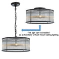 thumbnail image 6 of 4 Lights W16 in Drum Glass Chandelier in Matte Black Contemporary Round Dimmable Hanging Pendant Light for Dining Room Bedroom, 6 of 7