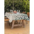 thumbnail image 2 of Outdoor Tablecloth with Umbrella Hole and Zipper, Teal Green Eucalyptus Leaves Rectangle Table Cloth 60x120 Inch Waterproof Tablecloth, Spring Plants Country Beige Picnic Table Cover for Patio, 2 of 7