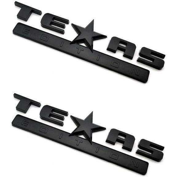 Muzzys (Set of TWO) Texas Edition GLOSS BLACKED OUT 3M Stick On Emblem Badge FITS GMC Sierra Chevy Silverado Suburban Tahoe Ford F150 Dodge Ram Nissan Titan Truck
