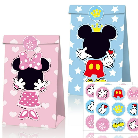 Birthday Party Favor Box Wedding Favor Bag, 12 Pieces Candy Party Favor Boxes, Mouse Themed Party for Celebrations and Special Events, 18 Stickers