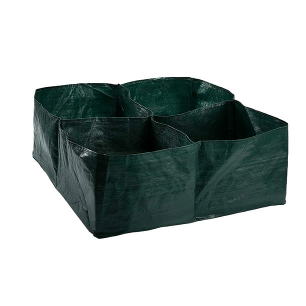 4 Divided Grids Square Planting Container Grow Bag Pe Fabric Plants Flowers Vegetables Planter Pot Raised Garden Bed Com - Square Foot Gardening In Grow Bags