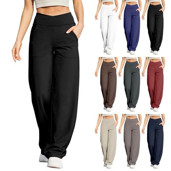 Kelon Women's Wide Leg Pants with Pockets High Waist Loose Sweatpants Casual Lounge Yoga Workout Palazzo S-2XL