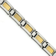 ICE CARATS Stainless Steel 18k Gold Foil Inlay 8.25 Inch Link Bracelet Men Fine Jewelry For Dad Mens Gifts For Him