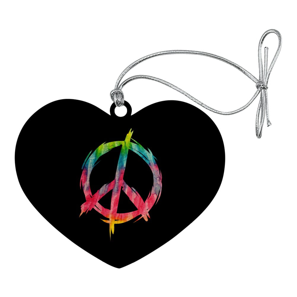 Download Tie Dye Peace Sign Heart Love Wood Christmas Tree Holiday ...