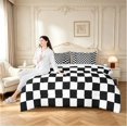 thumbnail image 5 of Manfei Checkered Art 7-Piece Twin Bedding,Glossy Drip Bedding Comforter Set,Black White,Reversible, 5 of 7