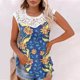 thumbnail image 2 of Camiseta sin mangas de encaje con estampado de mujer Camiseta sin mangas de empalme de cuello redondo Camiseta ligera y cómoda delgada OAVQHLG3B Store lin121212, 2 of 5